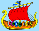 Disegno Barca vikinga  pitturato su lorenzo 15