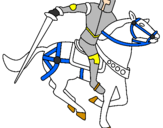 Disegno Cavaliere a cavallo IV pitturato su leo cavallo bianco