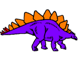 Disegno Stegosaurus  pitturato su un mare di colore