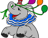 Disegno Elefante con 3 palloncini  pitturato su tic