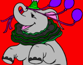 Disegno Elefante con 3 palloncini  pitturato su federica malla