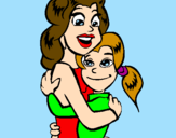 Disegno Madre e figlia abbracciate pitturato su lucia  e    martina