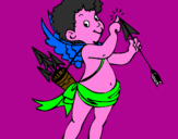 Disegno Cupido  pitturato su erika