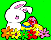 Disegno Coniglietto di Pasqua  pitturato su LORENZO