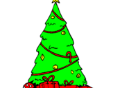 Disegno Abete con decorazioni natalizie  pitturato su ALESSANDRO FG