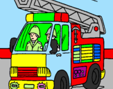 Disegno Camion dei Pompieri  pitturato su DAVIDE