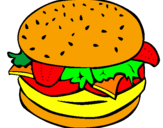Disegno Hamburger completo  pitturato su francesca
