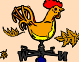 Disegno Banderuole e gallo  pitturato su Derya
