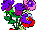 Disegno Mazzo di rose  pitturato su ylenia