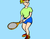 Disegno Ragazza che gioca a tennis  pitturato su Ester