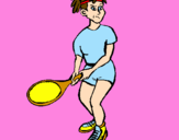 Disegno Ragazza che gioca a tennis  pitturato su asia 