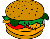 Disegno Hamburger completo  pitturato su caterina