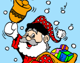 Disegno Babbo Natale con la sua campana  pitturato su ALESSIA BUTTIGLIERI