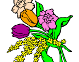 Disegno Mazzo di fiori pitturato su sofia stentella