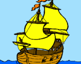 Disegno Barca  pitturato su kristian