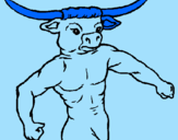 Disegno Testa di bufalo  pitturato su DENISE