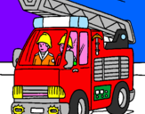 Disegno Camion dei Pompieri  pitturato su RINO