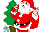 Disegno Babbo Natale con lalbero di Natale pitturato su christian di pietro