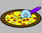 Disegno Pizza pitturato su roberta