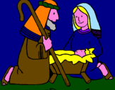 Disegno Adorano Gesù Bambino  pitturato su Raffaele