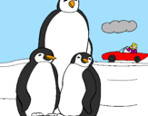 Disegno Famiglia pinguino  pitturato su anónimo