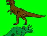 Disegno Triceratops e Tyrannosaurus Rex pitturato su armando g