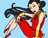 Disegno Principessa ninja  pitturato su sara