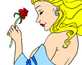 Disegno Principessa con una rosa pitturato su Chiara