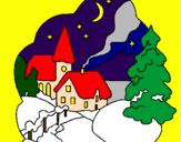 Disegno Villaggio natalizio  pitturato su katia