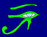 Disegno Occhio di Horus  pitturato su rachele aerelli