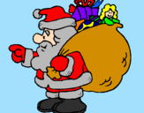 Disegno Babbo Natale e il suo sacco di regali  pitturato su lorenzo 06