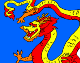 Disegno Drago cinese pitturato su paolo