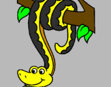 Disegno Serpente avvinghiata ad un albero  pitturato su christian di pietro