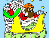 Disegno Babbo Natale alla guida della sua slitta pitturato su MARTIN