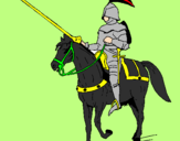 Disegno Cavallerizzo a cavallo  pitturato su ruggero