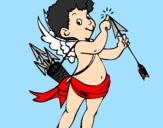 Disegno Cupido  pitturato su saem