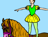 Disegno Trapezista in groppa al cavallo pitturato su Polin