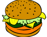 Disegno Hamburger completo  pitturato su ivan
