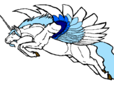 Disegno Unicorno alato  pitturato su Dindi