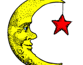 Disegno Luna e stelle  pitturato su zia     ezio