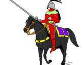 Disegno Cavallerizzo a cavallo  pitturato su diego