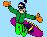 Disegno Salto con lo snowboard pitturato su martina torresani