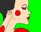 Disegno Profilo di Geisha  pitturato su SOFIA