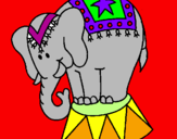 Disegno Elefante in scena  pitturato su anna
