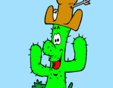 Disegno Cactus con il cappello  pitturato su leonardo