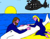 Disegno Salvataggio di una balena pitturato su Simone  c.