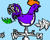 Disegno Banderuole e gallo  pitturato su arianna