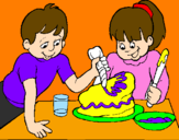 Disegno Torta per la mamma  pitturato su angy e roty