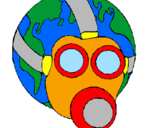 Disegno Terra con maschera anti-gas  pitturato su holiver