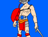 Disegno Gladiatore  pitturato su luca